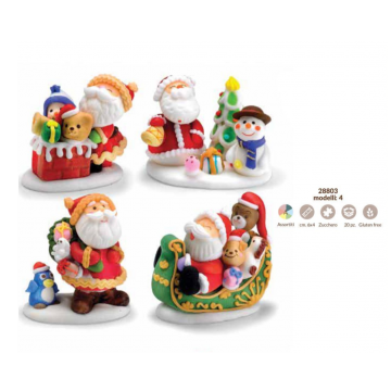 DECORAZIONE NATALE "ASSORTIMENTO BABBO NATALE" IN ZUCCHERO 3D PZ20