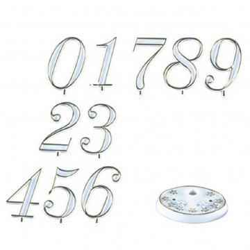 NUMERI PLASTICA BIANCHI FILO ORO PZ 100             BASE STELLINA ORO PER NUMERI PLAST PZ 100