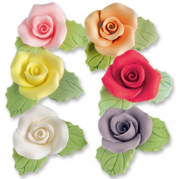 ROSA ZUCCHERO PICCOLA CON FOGLIE ASS