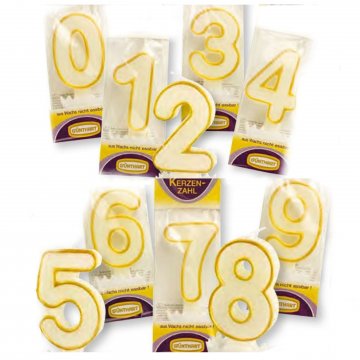 NUMERI DI CERA BIANCHI BORDO ORO KERZEN